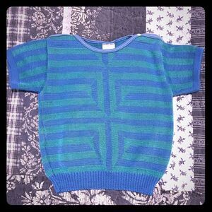 Clayeux blue turquoise sweater T4 snap top EUC